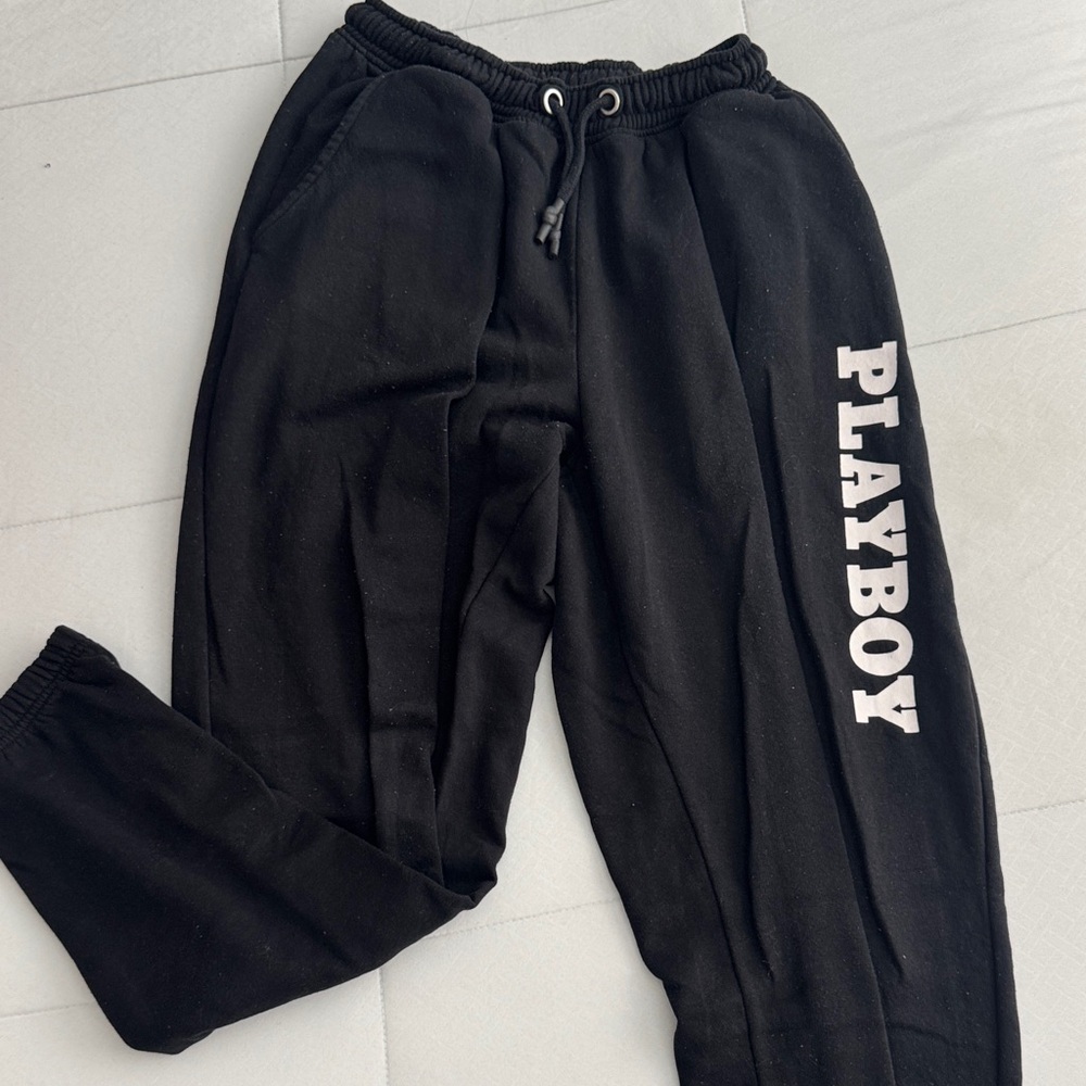 Missguided Black Joggers with White Logo